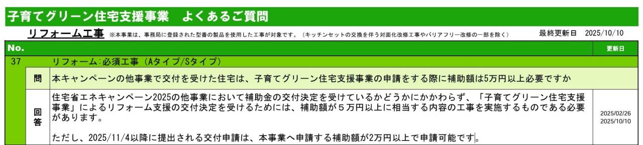 【重要】住宅省エネ２０２５キャンペーンの交付申請額の下限が見直されます